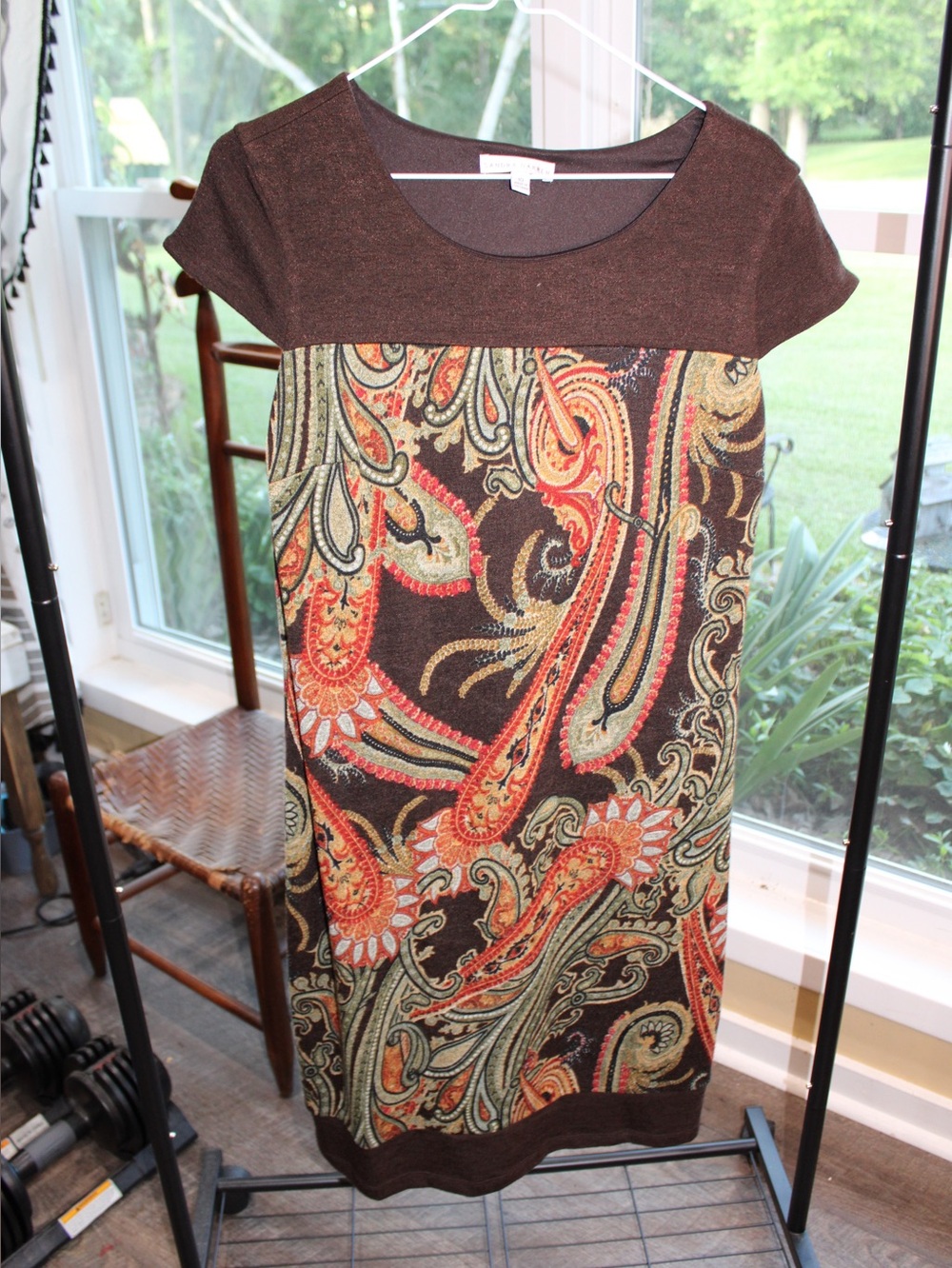 Sandra Darren Paisley Sheath Dress | Size 10 | Brown Multi Career Dress